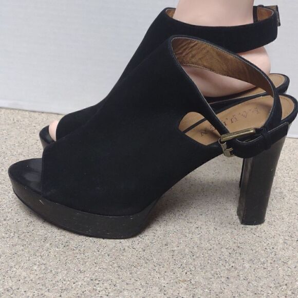 👍 Ralph Lauren Sueded Sling Back Wedges Size 7.5 A2 - Picture 3 of 7